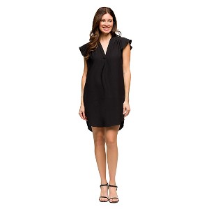 Maternity V-Neck Cap Sleeve Knee Length Pocket Dress - 24seven Comfort Apparel™ - 1 of 4