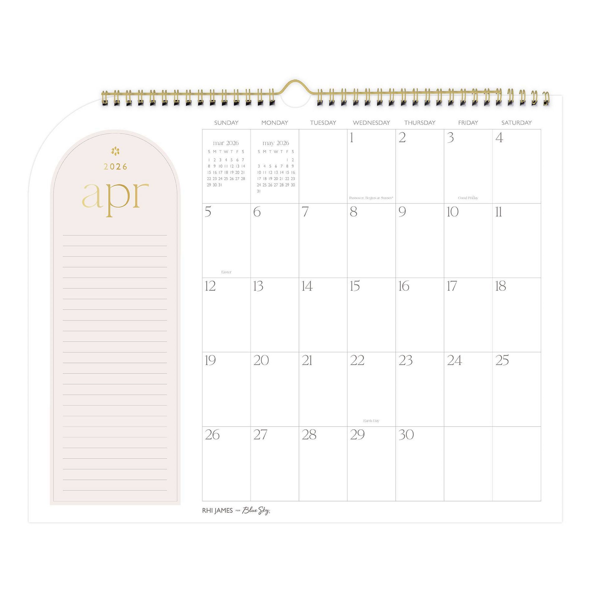 Rhi James for Blue Sky Monthly Wall Calendar (15 Month) 15"x12" Diecut - Blush