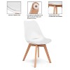 ADILE Modern Dining Chairs w/Padded Seat Wood Legs, Set of 4, White - 4 of 4