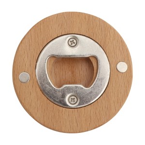 Unique Bargains Bottle Opener Magnetic Beer Opener Beech Wood Light Brown 2.56"x0.59" 1 Pcs - 1 of 4