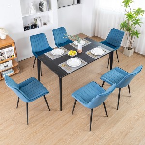 DYHOME Mid-century Modern Dining Chairs, Velvet Upholstered Metal Side Chair, Set of 6 - 1 of 4
