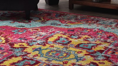Reversible Medallion Synthetic Area Rug - Stain-resistant and Easy Care