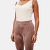 Knit & Lounge Women’s Ribbed Velvet Flare Pants High Waist Elastic Stretch Pull-On - 2 of 4