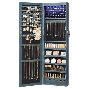 SONGMICS 6 LEDs Mirror Jewelry Cabinet, 47.2-Inch Tall Wall/Door Mounted Jewelry Armoire Organizer - 1 of 4