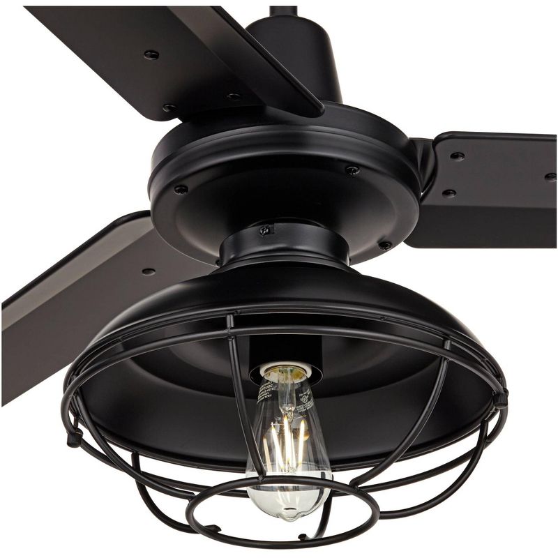 44" Casa Vieja Plaza Industrial Rustic Indoor Outdoor Ceiling Fan with LED Light Remote Control Matte Black Cage Damp Rated for Patio Exterior House, 3 of 10