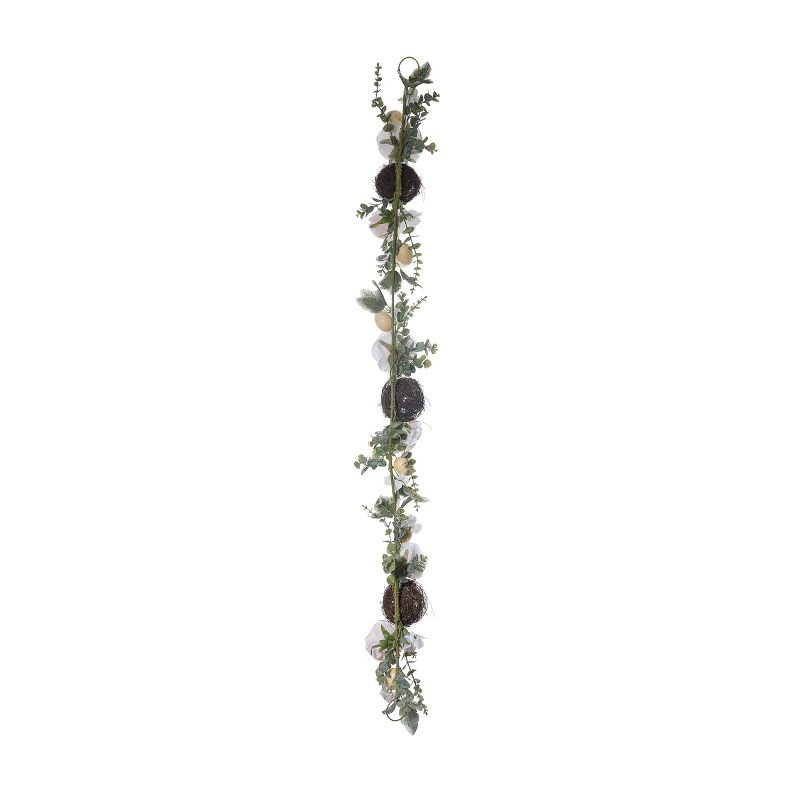 Transpac Synthetic Fabric 72 in. Multicolor Easter Floral Garland with Egg Nests, 3 of 4