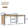 12x20 Ft Aluminum Pergola Oversize Outdoor Metal Gazebo with Retractable Canopy Outdoor Shelter for Modern Backyard Deck Porch Grape Trellis - 3 of 4