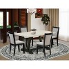HomeStock 5-Piece Natural Oak Finish Solid Wood Top Dining Table with 4 Parson Chair - 2 of 4