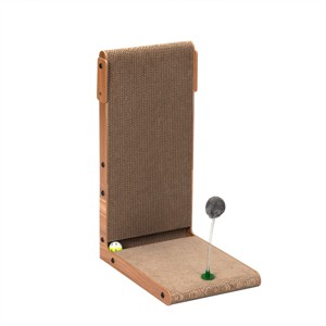 L Shaped Cat Scratching Pad with Bell and Spring Toy,Corrugated Cardboard Cat Scratcher for Indoor Cats - LAOTIES - 1 of 4