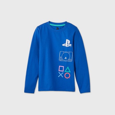 Boys Sega Playstation Graphic T Shirt Blue Target - no chill long sleeve roblox