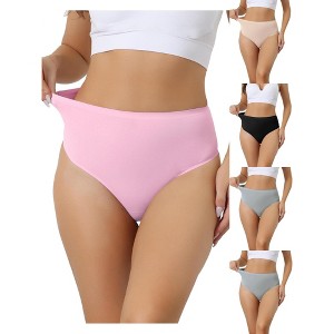 Allegra K Women's High Waist Tummy Control Stretch T-back Breathable Comfortable Thongs Multicolored - 1 of 4