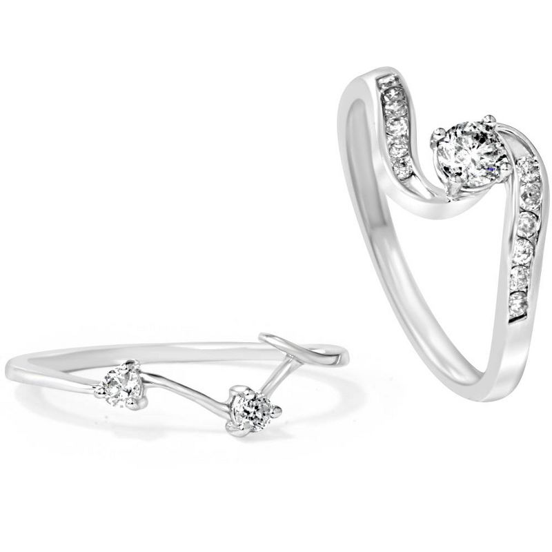 Pompeii3 1/2ct Twist Diamond Engagement Wedding Ring Set 14K White Gold, 2 of 6