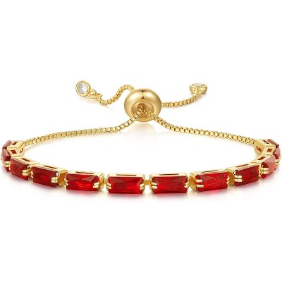 Tennis Bracelet for Women, 14K Gold Plated Cubic Zirconia Adjustable Slider Bracelets Trendy Jewelry Gift