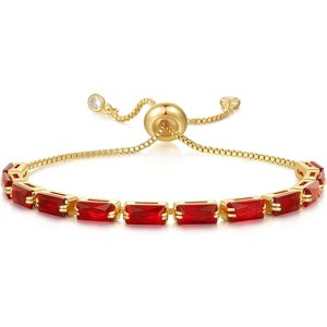Tennis Bracelet for Women, 14K Gold Plated Cubic Zirconia Adjustable Slider Bracelets Trendy Jewelry Gift - 1 of 4