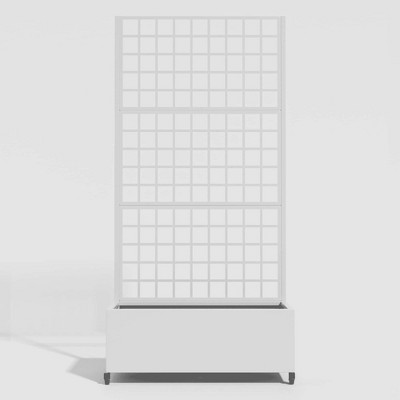 Lirago 6 ft. H x 3 ft. W Metal Planter Box privacy screen Garden Bed with Trellis and Wheels - White
