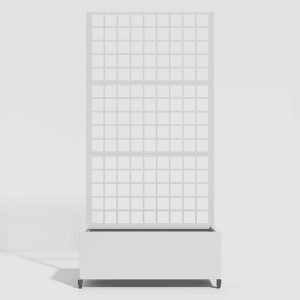 Lirago 6 ft. H x 3 ft. W Metal Planter Box privacy screen Garden Bed with Trellis and Wheels - White - 1 of 4