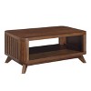 Hostack 41.5'' Wood Coffee Table with Solid Wood Legs and Open Storage Shelf for Living Room, Espresso - 2 of 4