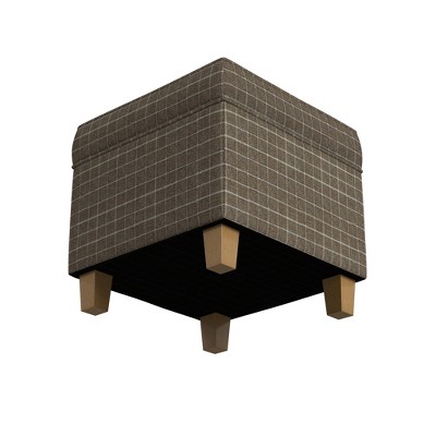 Cole Classics Square Storage Ottoman with Lift Off Top Light Brown Window Pane - HomePop