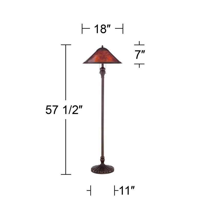 Regency Hill Capistrano Rustic Mission Floor Lamp Standing 57 1/2" Tall Bronze Metal Natural Mica Cone Shade for Living Room Bedroom Office House Home, 4 of 8