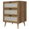 NicBex Modern Dresser for Bedroom,Antique Wooden Dressers with 3 Rattan Drawers,Chest of Drawers for Living Room,Dining Room,Study,Hallway,Walnut - 3 of 4