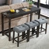 FONTOI 4-Piece Bar Table Set with Power Outlet and USB Ports, Featuring 3 Padded Stools, Ideal for Sofa Back, Living Dining Room, Gray, 59"*20"*35.5" - 3 of 4