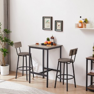 Hrinhom 3-Piece Bar Table Set with 2 Upholstered Bar stools - 1 of 4