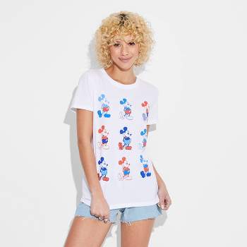 Women's Mickey Grid Americana Short Sleeve Graphic T-Shirt - White
