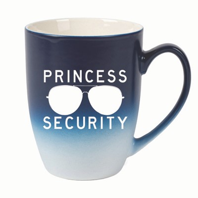 Elanze Designs Princess Security Two Toned Ombre Matte 10 ounce New Bone China Coffee Tea Cup Mug, Navy Blue and White