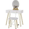 Coucheta White Makeup Vanity Set with Lighted Mirror & Stool - 31.5" Small Space Vanity Table, 2 Drawers, Adjustable Lighting - 3 of 4