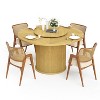 Gulches 55" Round Dining Table, Natural Particle Board+MDF, Rotating Tray & Double-Tier Storage, Seats 6 for Dining Room/Living Room - 3 of 4