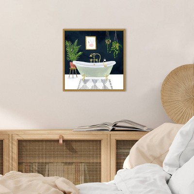 16" x 16" Boho Bath I by Victoria Borges Framed Canvas Wall Art - Amanti Art: Bathroom Decor, Modern Lithograph