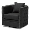 Micah Fabric Upholstered Tufted Swivel Chair Black - Baxton Studio: Plywood Frame, 360-Degree Rotation, Elegant Design - 4 of 4