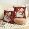 Santa Claus Christmas Pillow Covers 18x18 Set of 2 Red and Black Buffalo Plaid Xmas Snowflakes - 3 of 4