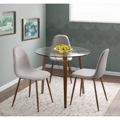 Set of 2 High-Back Gray Upholstered Parsons Dining Chairs