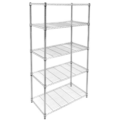 Vynxaria Chrome 5-Tier Heavy Duty Utility Storage Shelves, 35" D x 18" W x 70" H