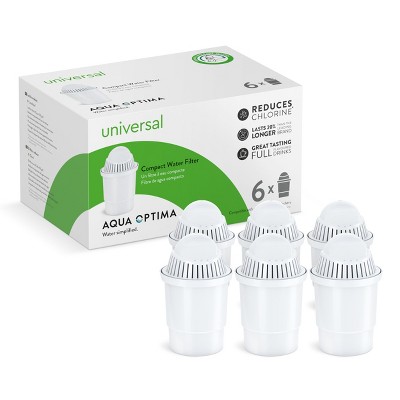 Aqua Optima Replacement Filter for Brita, Pitchers, Dispensers, NSF Certified, Reduces Plastic, Compact Size, Exceptional Value, Pack of 6