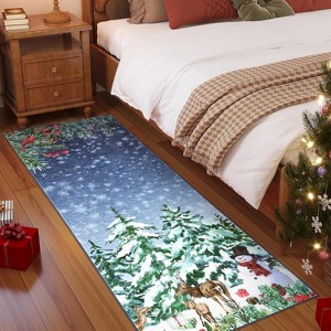 Christmas Area Rugs for Living Room Bedroom Xmas Snowman Tree Festival Winter Decorations Rugs Soft Foldable Accent Rug - 1 of 4