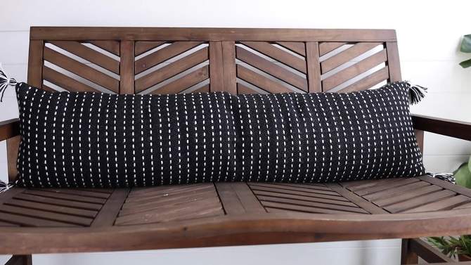 Black with White Tick Stripe 12X46 Hand Woven Filled Outdoor Pillow - Foreside Home & Garden, 2 of 8, play video