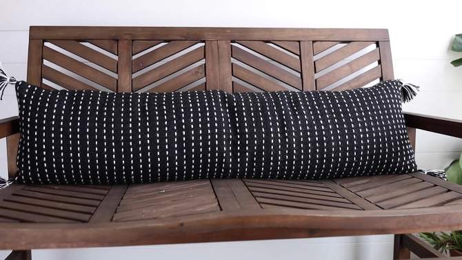 Black with White Tick Stripe 12X46 Hand Woven Filled Outdoor Pillow - Foreside Home & Garden, 2 of 8, play video