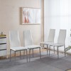 TIRAMISUBEST 5-Piece Mid-Century Dining Set - 4-6 Person Glass Top Table w/Metal Legs + 4 Chairs, Pedestal Base - 4 of 4
