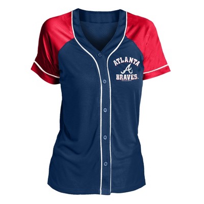 atlanta braves button up jersey