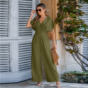 Women's Breezy Crinkled Chiffon Surplice Neckline Wide Leg Jumpsuit - Cupshe - 1 of 4