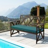 Tangkula 51.5" Outdoor Garden Bench Cushioned Patio Chair with Wood Grain Steel Frame - 2 of 4