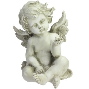 Northlight 7" Cherub Angel with Baby Bird Outdoor Garden Statue - 1 of 4