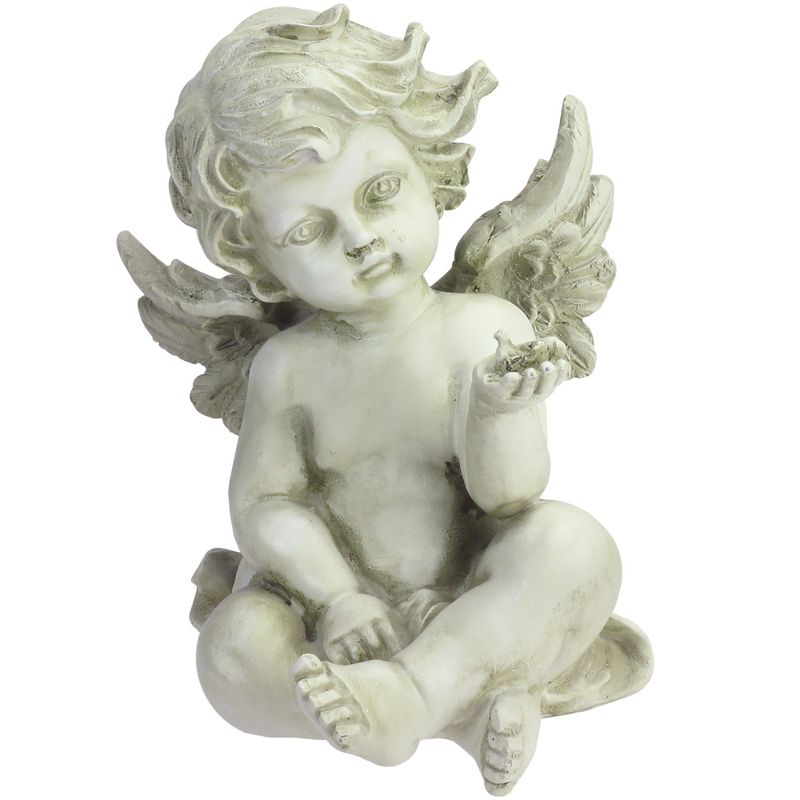 Northlight 7" Cherub Angel with Baby Bird Outdoor Garden Statue, 1 of 7