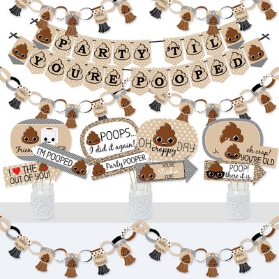 Big Dot of Happiness Party 'Til You're Pooped  - Banner and Photo Booth Decorations - Poop Emoji Party Supplies Kit - Doterrific Bundle