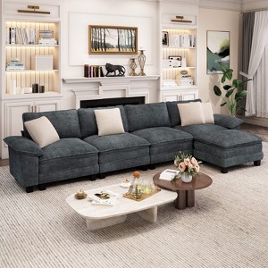 Captiva Designs 157.5-Inch Cloud Modular L-Shaped 5PC Sectional Sofa, Comfy Couch with Ottoman and Deep Cushions - 1 of 4