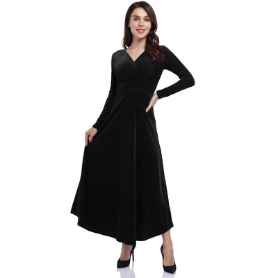 Women's Standard V-Neck Velvet Party Maxi LBD Dress