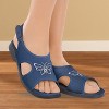 Collections Etc Embroidered Butterfly Canvas Open Toe Stretch Sandals with Adjustable Touch Closure - 2 of 4