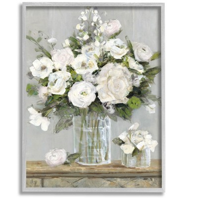 Stupell Industries Country White Floral Scene Framed Giclee Art